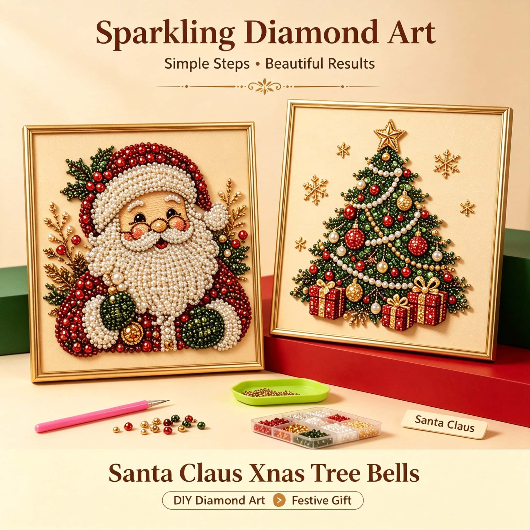 Art Craft Christmas Tree - Christmas Diamond Art Craft Kit, Santa