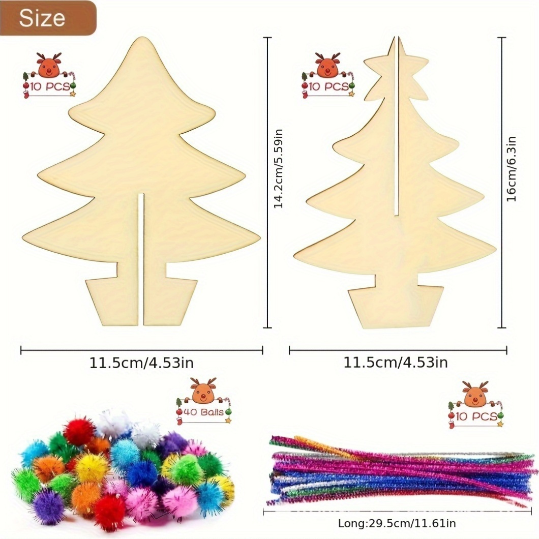 70pcs, DIY Wooden Christmas Tr - огляд і ціна Art Craft Earth Day